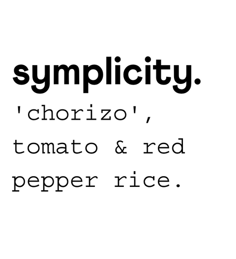 symplicity ‘chorizo’, tomato & red pepper rice.