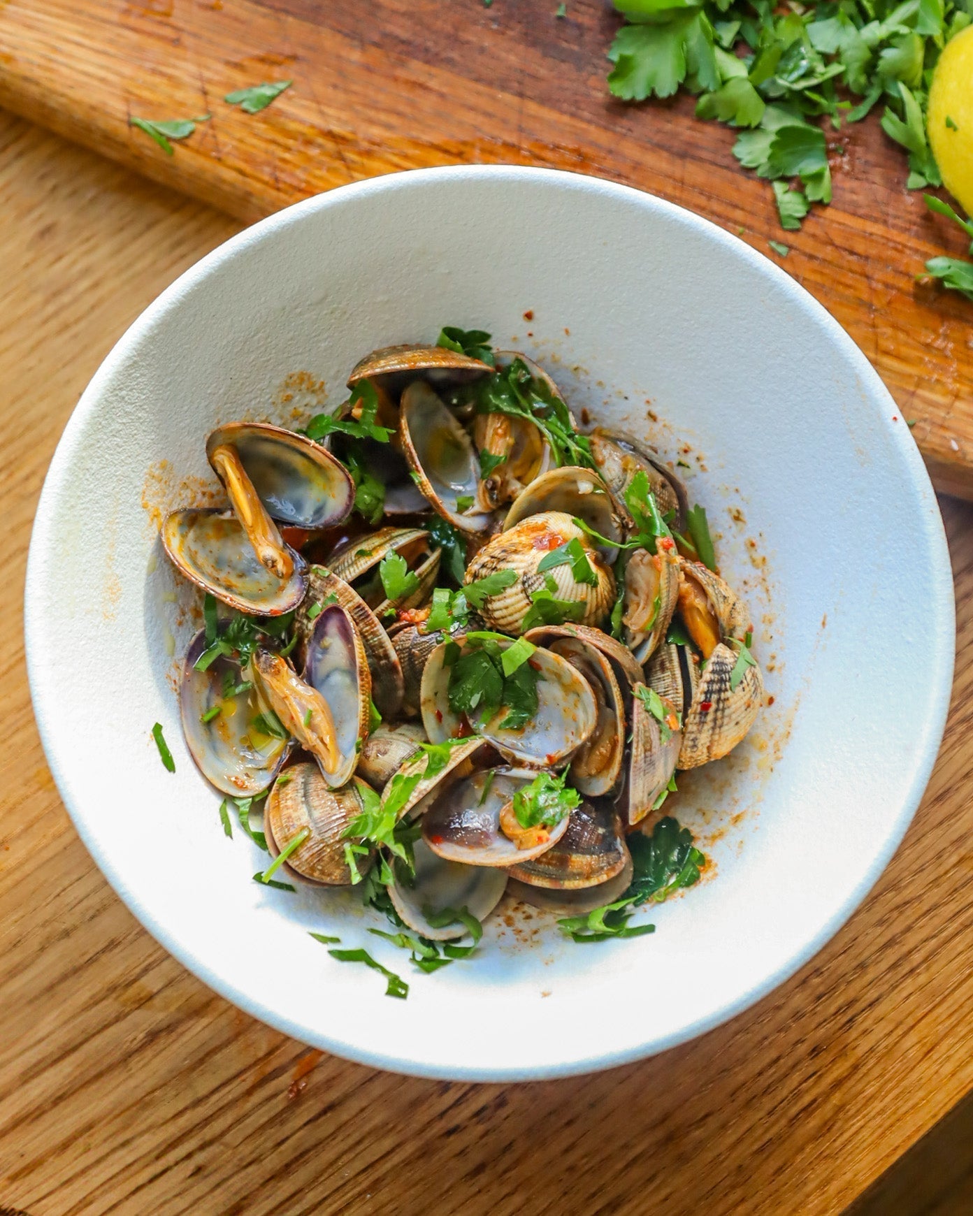 Clams with veggie 'Nduja.